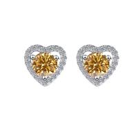LCDIUDIU Boucles D'Oreilles En Argent Sterling 925 En Forme De Cœur, Incrustation D'Amour, Petits Clous En Diamant Taille Ronde De 5 Mm, Pierre Naissance Hypoallergénique, Bijoux Cadeau pour Femm