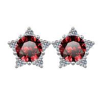 LCDIUDIU Boucles D'Oreilles En Argent Sterling 925 pour Femmes, Clous En Forme D'Étoiles, Zircone Ronde Incrustée, Hypoallergéniques, Pierre Naissance, Bijoux, Cadeau pour Femme, Épouse, Maman,