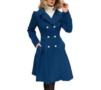 LCDIUDIU Caban Femme En Laine Mélangée, Col À Revers, Trench Coat Jaune Croisé, Veste D'Hiver Rétro À Manches Longues Et Coupe Trapèze, Veste Élégante En Laine, Vêtement D'Extérieur De