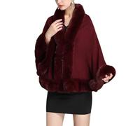 LCDIUDIU Chale Femme Hiver Chaud,Ponchos d'hiver Épais en Tricot pour Femmes, Gris, Col en Fausse Fourrure, Cardigan Ouvert sur Le Devant, Châle, Cape Vintage Surdimensionnée, Écharpe Chaude, Co