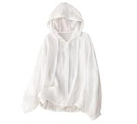 LCDIUDIU Chemise Femme Chic Et Élégant,T Shirt À Capuche À Manches Longues Surdimensionné pour Femme, avec Cordon De Serrage, Beige Uni, Boutonné, Léger, Printemps, Automne, Décontract
