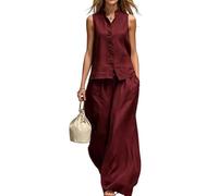 LCDIUDIU Ensemble De Détente pour Femme, Été, Composé D'Un Gilet Sans Manches À Col Montant Et D'Un Pantalon Large. Tenue Décontractée Et Ample Idéale pour Le Travail, Les Affaires Ou Les Va