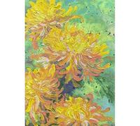 LCDIUDIU Grande Peinture À L'Huile Murale, Fleurs De Chrysanthème Abstraites Jaunes Modernes Peintes À La Main, Œuvre D'Art Non Encadrée Sur Toile Pour Salon, Chambre, Bureau, Décoration D'Int