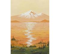 LCDIUDIU Grandes Peintures À L'Huile Sur Toile, Paysage Abstrait Moderne De Lac Orange Reflétant La Texture Du Paysage De Montagne Enneigée, Œuvre D'Art Murale Sans Cadre pour Salon, Chambre À