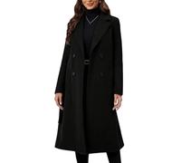 LCDIUDIU Manteau Long En Laine pour Femme, Marron Foncé, Style Trench Coat Croisé À Revers, Veste Chaude Et Élégante De Mi Saison Avec Ceinture, Idéale pour L'Automne Et L'Hiver, Poches Latér