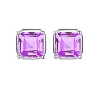 LCDIUDIU Petites Boucles D'Oreilles À Tige En Argent pour Femme En Argent Sterling 925, Citrine Jaune, Zircone Taille Carrée, Hypoallergéniques, Bijoux De Luxe Avec Pierre Naissance, Cadeau Viol