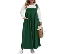 LCDIUDIU Robe Salopette Maxi Grande Taille pour Femme, sans Manches, Longue, À Bretelles Réglables, Coupe Ample Et Fluide, Plissée, avec Poches, Idéale pour Les Vacances D'Été À La Plage, Ver