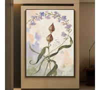 LCDIUDIU Tableau À L'Huile Botanique Vintage Texturé, Peint À La Main, Représentant Des Fleurs Sauvages Et Des Campanules Bleues. Toile Sans Cadre, Décoration Murale Élégante De Style Milieu