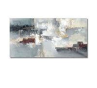 LCDIUDIU Tableau De Peinture sur Toile, Bleu-Gris Texture Minimalisme Nordique Moderne Abstrait Œuvre Original Peint À La Main Peintures À l'huile sur Toile Mur Art pour Salon Chambre Bureau Décor