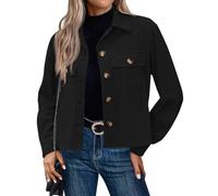 LCDIUDIU Veste Courte En Velours Côtelé pour Femme, Blanche, Revers Boutonné, Poches À Rabat, Style Rétro, Décontractée, Ample, Manches Longues, Vêtements D'Extérieur, Automne Hiver, Sortie