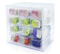 LCFALO Étui de rangement quotidien pour lentilles de contact colorées en plastique transparent 12 treillis Grande suspension