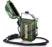 lcfun Briquet à Arc électrique, étanche, Coupe-Vent, Briquet Plasma Rechargeable par USB, Briquet électronique avec sifflet d'urgence pour Camping, Aventure (Camouflage)