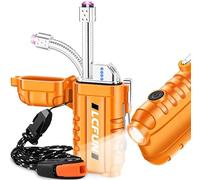 LcFun Briquet électrique à col flexible à 360 °, rechargeable par USB C, coupe-vent et étanche, avec indicateur de batterie LED, cadeau pour homme