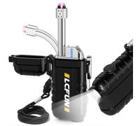 LcFun Briquet Électrique, Arc Lumineux Flexible à 360°, Briquet USB C Rechargeable, Briquet Électrique avec Affichage LED de la Batterie, Briquet à Chandelle Électrique Cadeau pour Hommes et Femmes