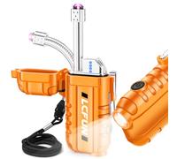 LcFun Briquet Électrique, Col Flexible à 360°, Briquet USB C Rechargeable, Résistant au Vent et à l'Eau, Briquet Électrique avec Indicateur de Batterie LED, Cadeau pour Hommes