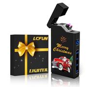 LcFun Cadeaux de Noël pour hommes et femmes - Calendrier de l'Avent 2025 - Briquet électrique à arc électrique avec indicateur de batterie - Briquet plasma coupe-vent