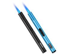 LcFun Lot de 2 briquets tempête, 6,5 cm, briquet tempête, briquet à gaz, rechargeable, coupe-vent, long briquet pour barbecue, bougies, camping, cheminée, vendu sans gaz butane