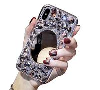 LCHDA Coque Diamant pour Miroir Samsung Galaxy S10 Plus,Strass Diamant 3D Bling Bling Brillant Paillette Transparente Silicone Antichoc Étui Housse pour Femme Fille Ado