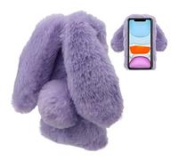 LCHDA Coque Lapin pour Samsung Galaxy A13 5G, Mignon Peluche Faux Fourrure Oreille Souple Poilu Doux Silicone TPU Pare-Chocs Anti-Choc Incassable Housse Étui de Protection - Violet