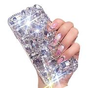 LCHDA Diamant Coque pour Samsung Galaxy S23 Ultra, Brillant Mode Cristal Clair Strass 3D Bling Paillette Gemme Transparente Silicone TPU Antichoc Dure PC Housse Étui de Protection - Blanc
