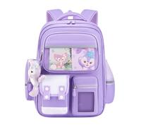 LCHENJIDG Unisexe enfants sac à bandoulière 16,5 pouces grande capacité avec bande réfléchissante accessoires pour école primaire Outdoor cartable (violet)