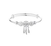 LCHENJIDG Vintage fait à la main 925 argent capture dreamnet bracelet, bracelet frangé réglable pour la fête des mères, cadeau de vacances de l'épouse (argent)