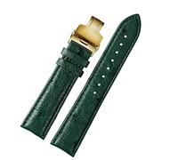 LCHJX 18 mm 20 mm 22 mm motif en bambou Souette de bouche de vache douce hommes boucle boucle autruche en cuir verte bracelet