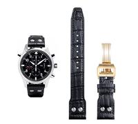 LCHJX 21 mm 22 mm Italie Cow Hide Vérineuse bande de montre en cuir souple pour IWC Pilot Mark 18 Sangle de montre brune douce fermoir de pliage