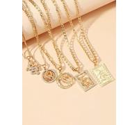 LCHJX 5pcs Décor de strass Dragon chinois et collier pendentif rond pour femmes bijoux-défaut