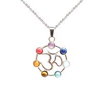 LCHJX 7 Chakra bancs de Yoga en Pierre Naturelle équilibrée Collier en Cristal