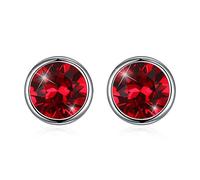 LCHJX 925 Cristaux en Argent Sterling des Boucles d'oreilles à Goujon Rond en Argent Sterling pour Femmes Beaux Bijoux Accessoires Cadeaux