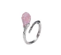 LCHJX 925 Silver Natural Pink Crystal Lady Silver Ring Jewelry