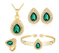 LCHJX Bijoux de bijoux pour femmes goutte à eau électroplatée KC Collier Boucles d'oreilles Bracelet quatre ensembles, meilleur choix (couleur: A, taille: une taille)