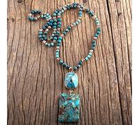 LCHJX Bijoux de mode pierres naturelles en cristal pierre nouée semi précieuse pierre boho collier multi-pendentif