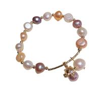 LCHJX Bijoux des filles 1pc Couleur Simulate Pearl Bracelet avec argent Cat Design Chain de poignet Femmes présents pour les mariées et les adolescents accessoires