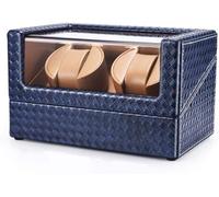 LCHJX Boîte Automatique de Montre de Montre pour 2 Montres, Moteur à sliant et 5 Modes de Rotation en Cuir Moteur Calme AC Adaptorholiday Gift (Bleu A)