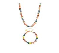 LCHJX Bracelet de collier de luxe pour femmes en acier inoxydable avec du zircon coloré 18k colliers plaqués bracelets pour femmes
