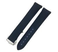 LCHJX Bracelet de montre en cuir et nylon pliable avec boucle de 20 mm pour Omega Seamaster Aqua Terra 150 GMT Curved End Watch Strap, Bleu - bleu, 20mm