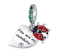 LCHJX Breloque coccinelle avec pendentif en forme de feuille « You Are My Sunshine » pour bracelet et bracelet pour femme