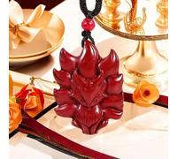 LCHJX Collier de pendentif Fox Natural Cinna Collier Real Jewelry Charme rouge