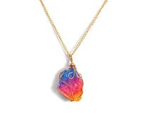 LCHJX Collier pendentif en pierre Gold Chain de forme irrégulière Colliers de charme de mariage coloré