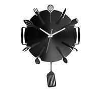 LCHJX Créative Cuisine Table Modeling Design Mur Horloge Salon Home Fashion Wall Clock Simple Modern Punch-Free Silent Clock Non Ticking