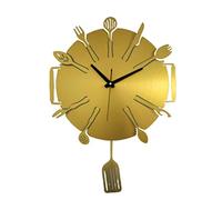 LCHJX Créative Cuisine Table Modeling Design Mur Horloge Salon Home Fashion Wall Clock Simple Modern Punch-Free Silent Clock Non Ticking