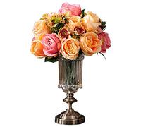 LCHJX Ensemble de Fleurs artificielles en Vase en Verre Exquis, Table Basse de Table de Table pour Table de Bureau de Table de Bureau décor
