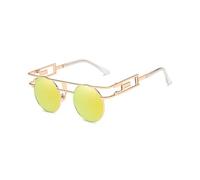 LCHJX Fashion Round Sampunk Men Lunettes de Soleil Femmes Metal Frame Retro Sun Glêmes