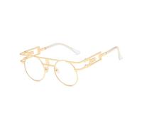 LCHJX Fashion Round Sampunk Men Lunettes de Soleil Femmes Metal Frame Retro Sun Glêmes