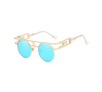 LCHJX Fashion Round Sampunk Men Lunettes de Soleil Femmes Metal Frame Retro Sun Glêmes