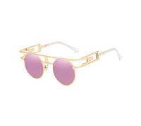 LCHJX Fashion Round Sampunk Men Lunettes de Soleil Femmes Metal Frame Retro Sun Glêmes