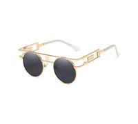 LCHJX Fashion Round Sampunk Men Lunettes de Soleil Femmes Metal Frame Retro Sun Glêmes