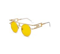 LCHJX Fashion Round Sampunk Men Lunettes de Soleil Femmes Metal Frame Retro Sun Glêmes